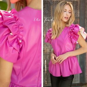Hot pink purple ruffle pleather